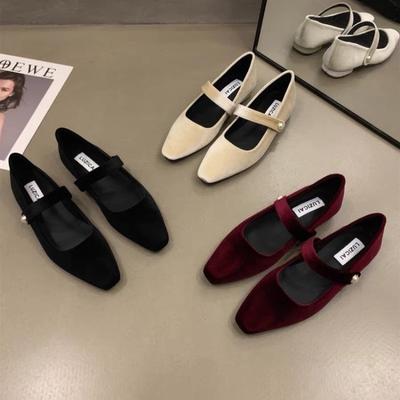 New Fashion Suede Flats Loafers Women Marie Janes Spring Shoes Square Toe Ballet Dance Shoes Fashion Luxury Dress Zapatos Mujer