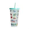 Portable Straw Cup with Lid Travel Mug Color-Changing Juice Beverage Cup X3UC
