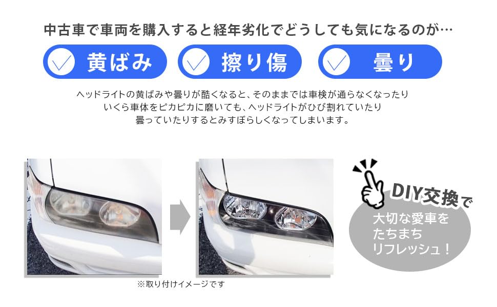 Set of 2 Clear Headlight Repair Lenses for Toyota 100 Series Chaser JZX100 GX100 SX100 LX100 Tourer V and Tourer Replaces Yellowed or Cracked