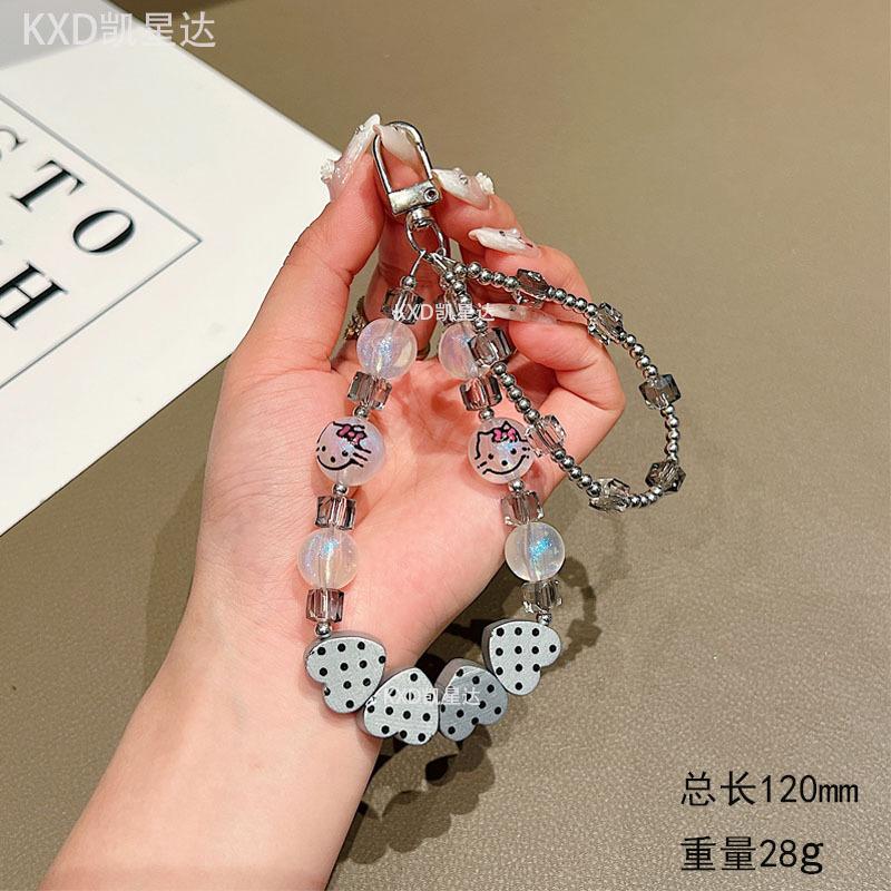 New Ins Style Short Beaded Bowknot Wrist Strap Chain Universal Bracelet Phone Pendant for Women