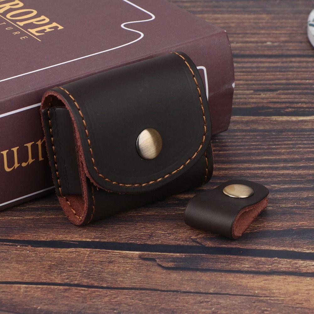 Waterproof Headphone Bag Mini Leather Wallet Vintage Leather Data Cable Storage Box  Male