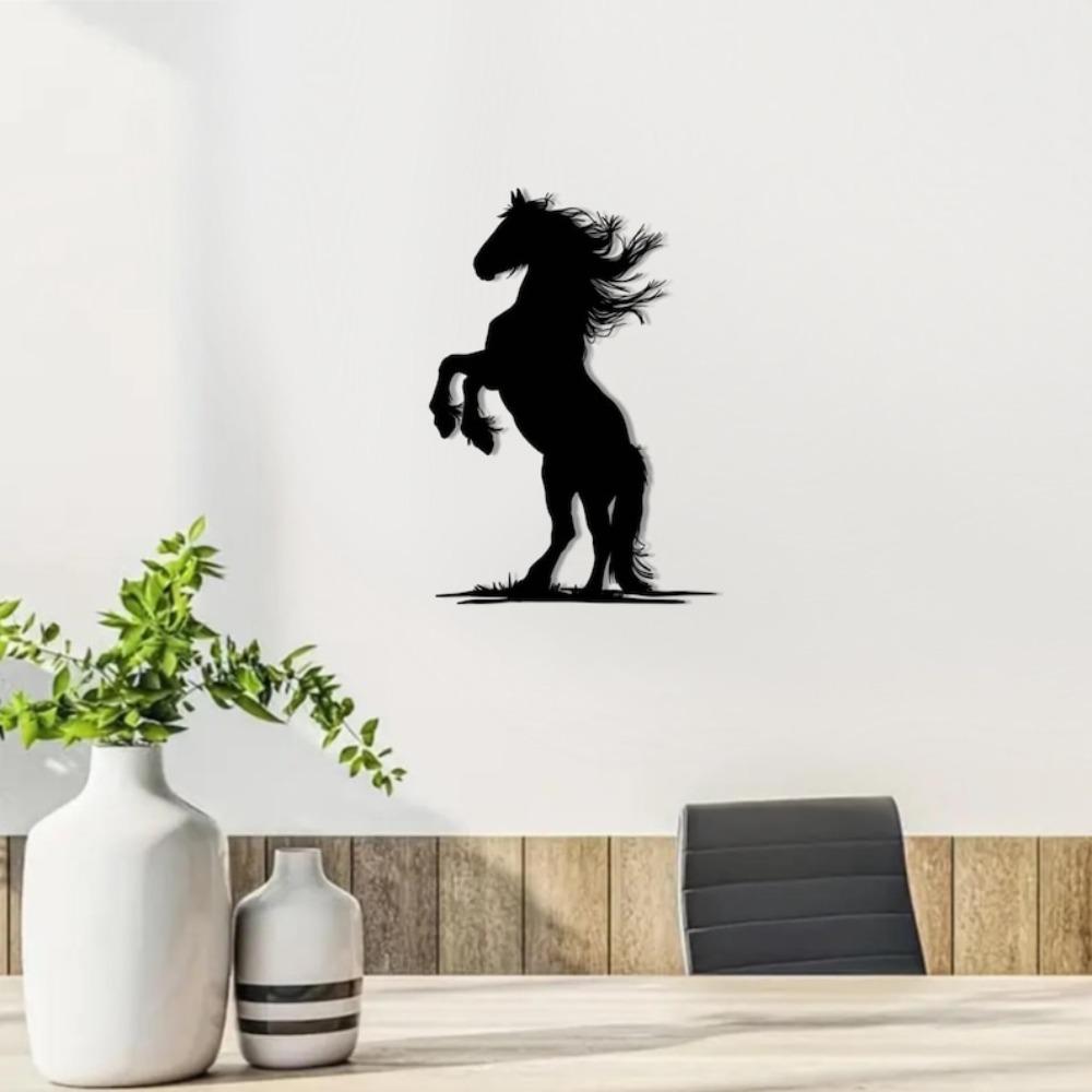 Custom Metal Horse Silhouette Wall Art Rearing Equestrian Sculpture Outdoor Decor
