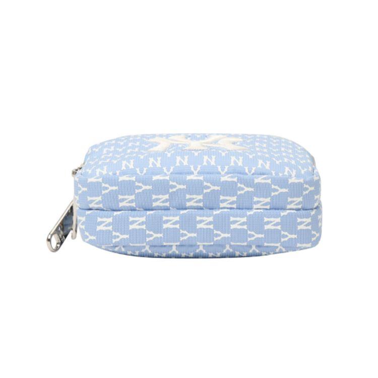 MLB Monogram Series Vintage All-Over Print NY Yankees Polyester Phone Bag Shoulder Bag Crossbody Bag Mini Unisex bags Sky-Blue 32BGDK111-50S
