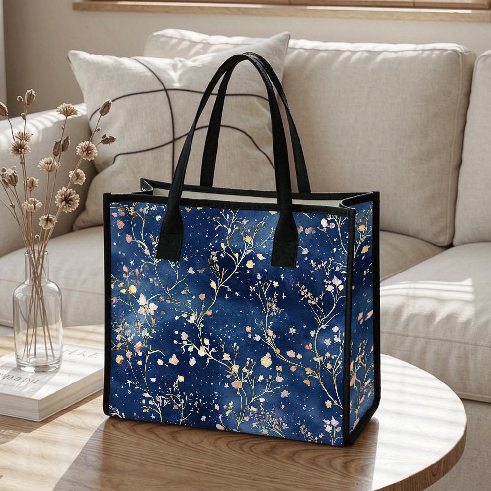 Elegant Floral Print Large Tote Bag for Women Daily Casual Travel Shopping Handbag
