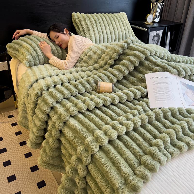 Nischen-Fleecedecke: Schlafsaaldecke aus Flanell aus Kaninchenfellimitat für Einzel-/Doppelbetten