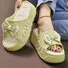 New 2025 purple bow-tie slippers woman summer high heels shoes Designer Summer Chunky Sandals Ladies EVA Slides Shoes
