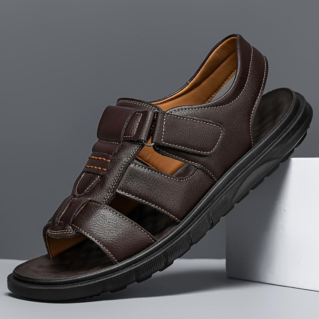 Men's Adjustable Breathable Beach Sandals - Dual Wear Driving&Casual Outdoor Shoes, Brown/Black Summer Suitable, Fashionable Design