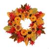 Artificial Autumn Wreath Seasonal with Maple Leaves Lifelike for Entryway