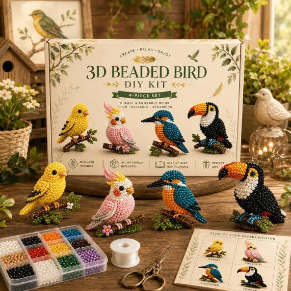 Creative Beaded Mini World 3D DIY Kit, Handmade Bead Craft Set for DIY Art Decoration