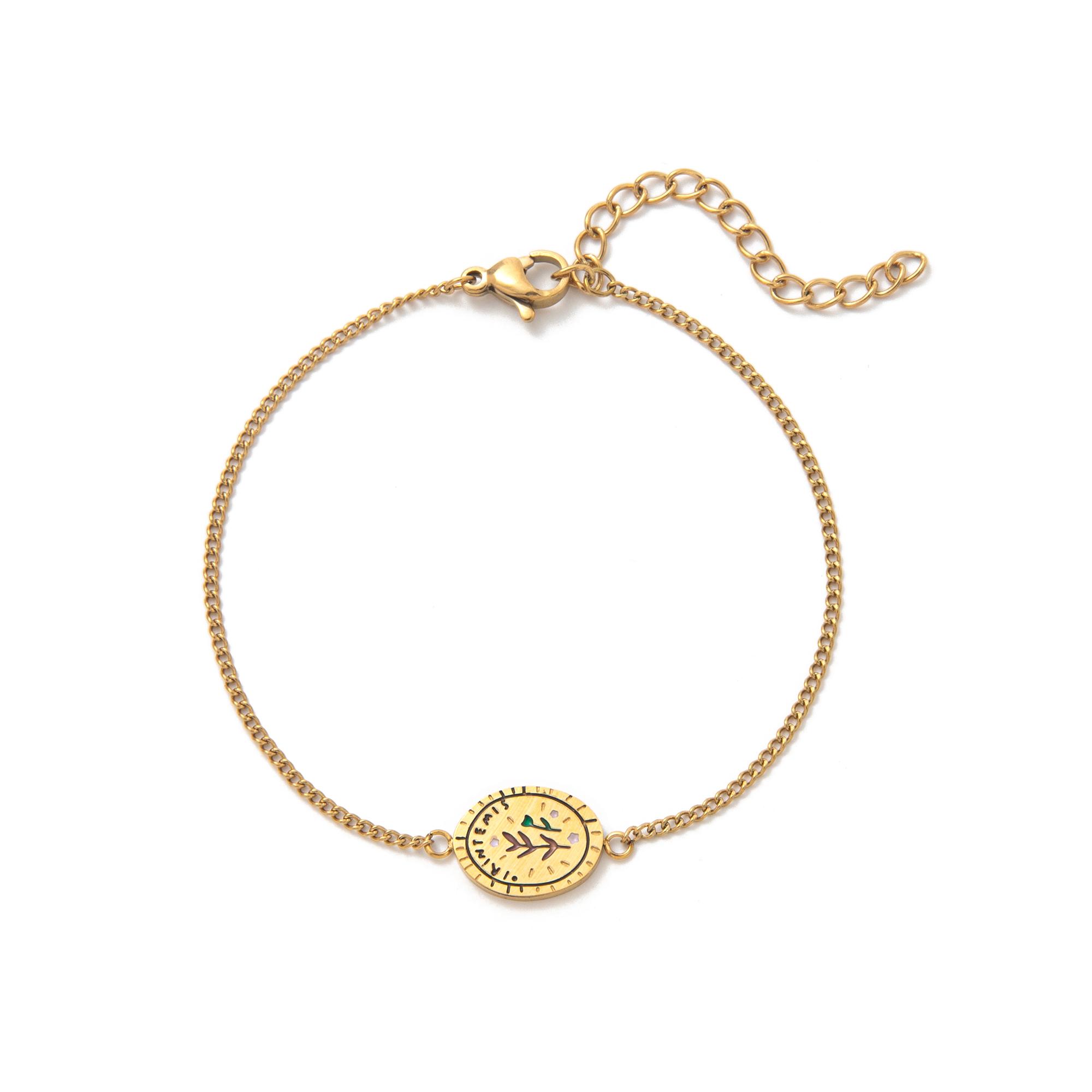 Flower Series Retro Exquisite Bracelet High end Versatile Gold Plated Color Preserved Women s Gift 16cm