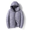 Men White Duck Down Jacket Ultra Light Thin Casual Coat Outerwear with Hood New Arrival Winter Autumn