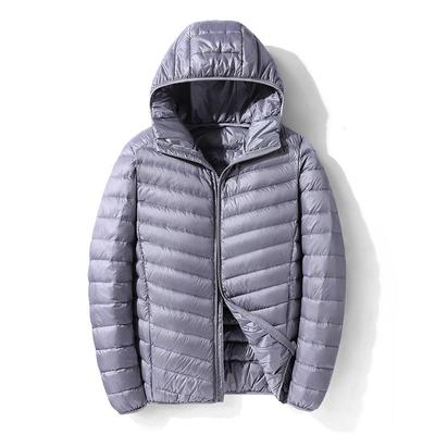 Men White Duck Down Jacket Ultra Light Thin Casual Coat Outerwear with Hood New Arrival Winter Autumn