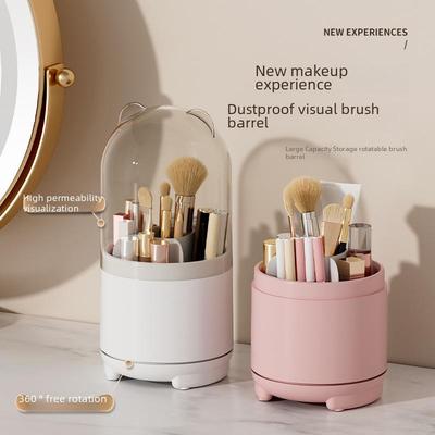 Organizator rotativ de machiaj rezistent la praf: Suport perie, depozitare ruj și fard de pleoape, suport pentru stilou de birou