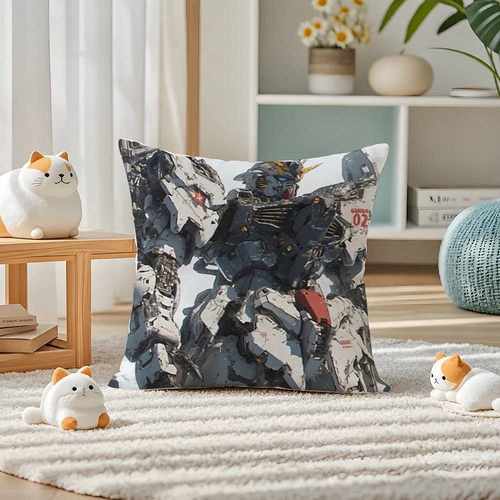 Mobile Suit Gundam Barbatos Lupus Anime Plush Pillow Cover Soft Short Plush Cushion Cover For Sofa Bedroom Home Decor Gift