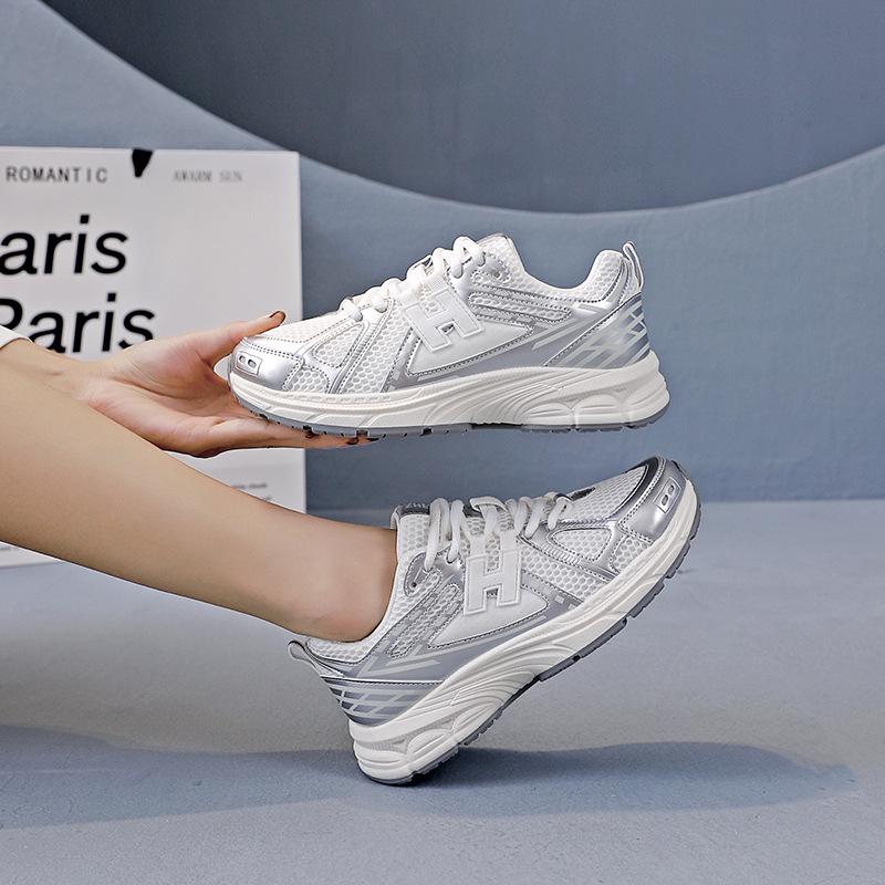 

Корейская версия кроссовок для папы на платформе, осенние, новые, уличные, студенческие, повседневные, кроссовки для бега, женские, ZA 35 серебряный