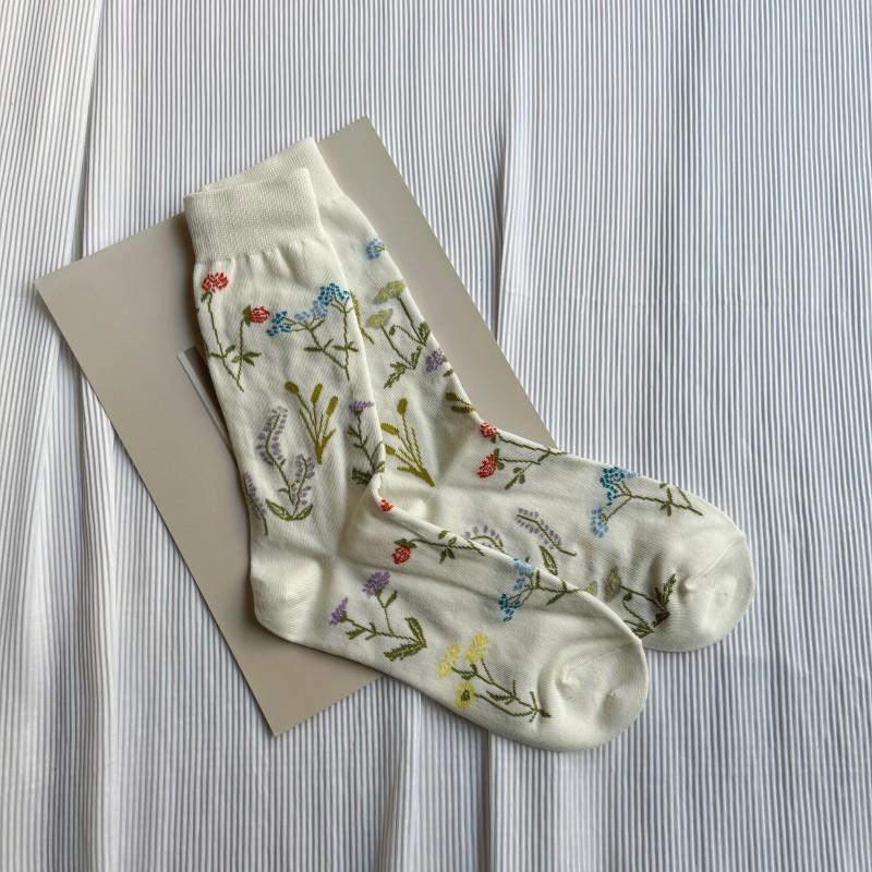 

Растения и цветы, Литература, Японский стиль, Носки средней длины, Ретро гольфы 35-41 белый