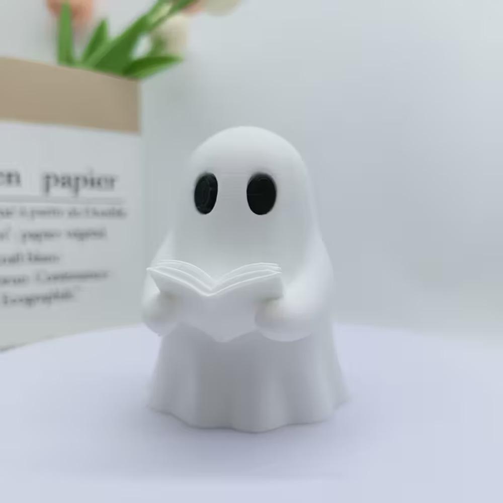 Halloween Reading Ghost Statue, Ghost Reading Decoration Ornament, Cute Bookworm Reading Statue, Home Room Desktop Decoration