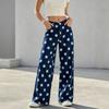 European and American Retro Explosion Polka Dot Printing Versatile Fashion Casual Loose Wide-leg Women's Jeans