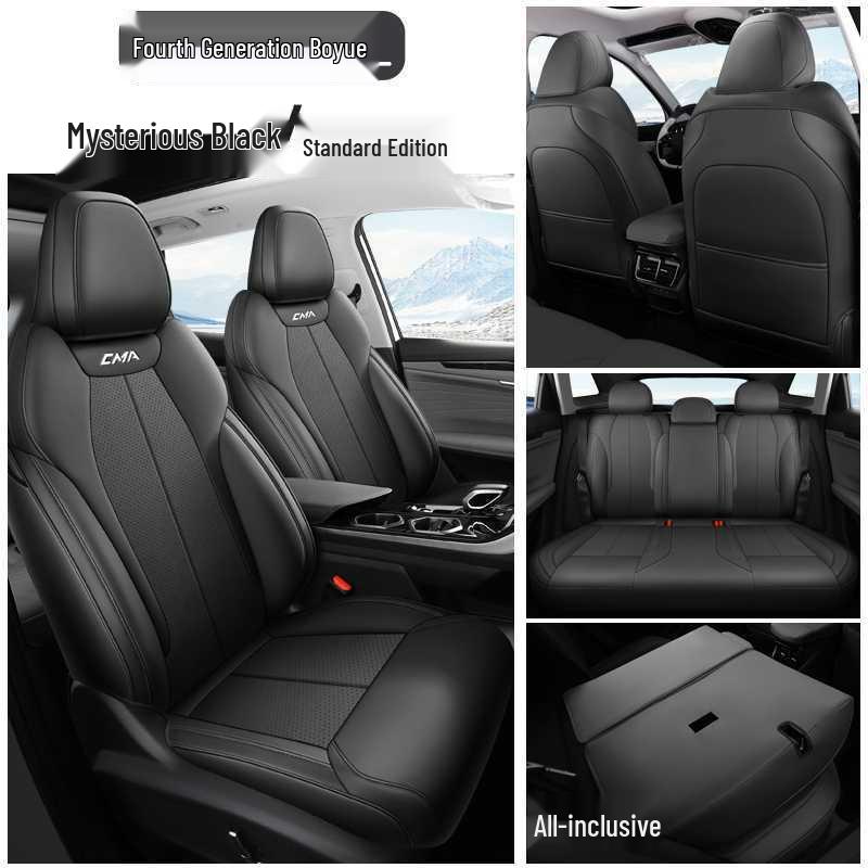 Breathable Perforated Leather Seat Covers for 2023-2025 Geely Boyue L: Full Coverage, Four Seasons Cushion