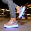 Patines de Ruedas con Freno para Niños Carga Plana Extraíble LED Cuatro Ruedas Zapatillas Deportivas Brillantes Zapatillas Brillantes para Mujer