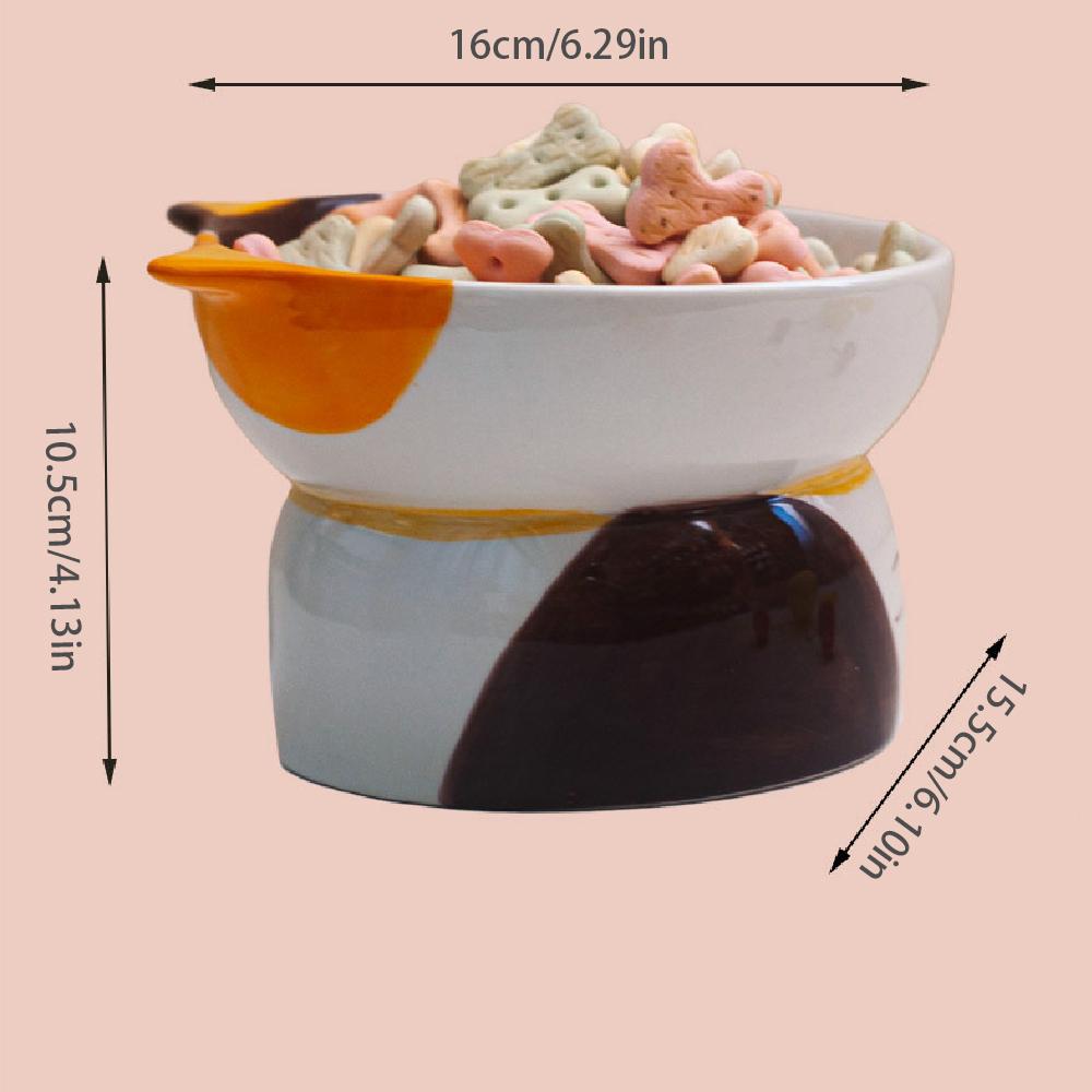 High Footed Ceramic Cat Bowl, Pet Bowl, Slanted Neck Protection Bowl, Decorative Ceramic Storage Box, Desktop Storage