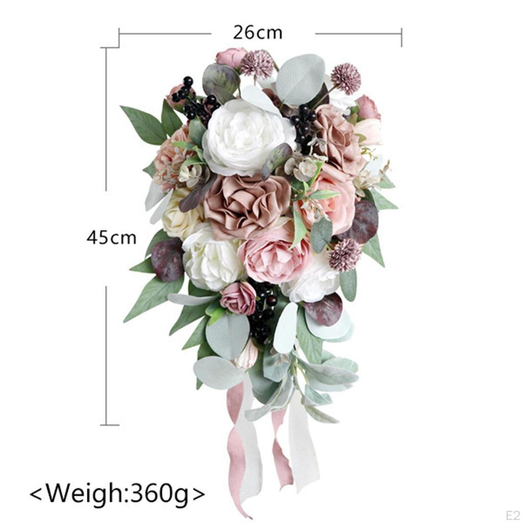Artificial Waterfall Bridals Bouquet, Wedding Bride Holding Flower for Marriage, Bridal