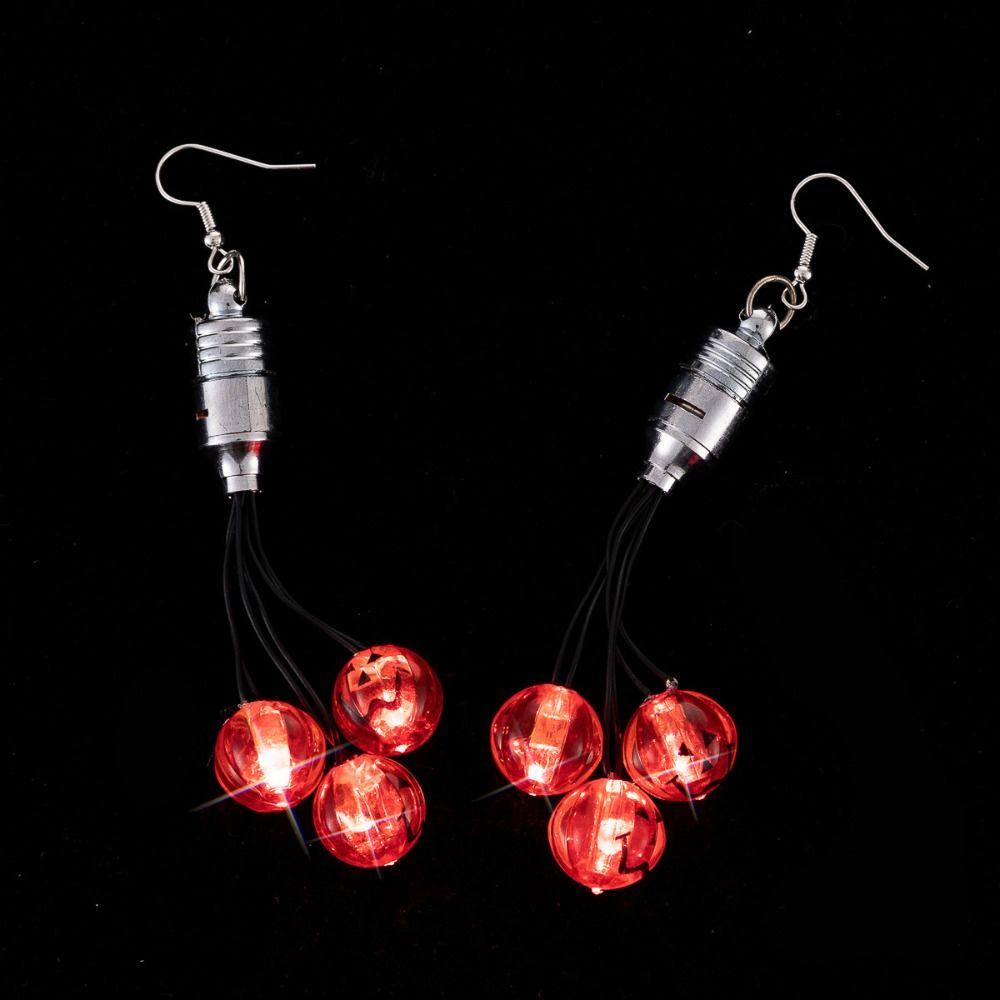 Electric Pumpkin Dangle Ear Clips Black Cat LED Skull Earrings Glowing Dangle Earrings  Accessories