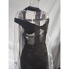 Summer Women's Off-Shoulder Mermaid Gown, Slim Fit Lace Sheer Panel Dress with Asymmetric Hem, Sexy Bodycon Evening Dress for Formal Parties