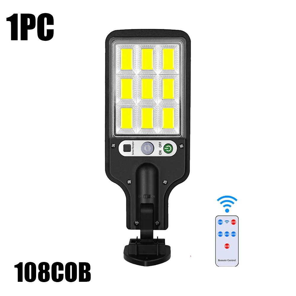 

108COB солнечные уличные фонари уличные беспроводные солнечные настенные светильники безопасности датчик движения с 3 режимами для входной двери сад крыльцо