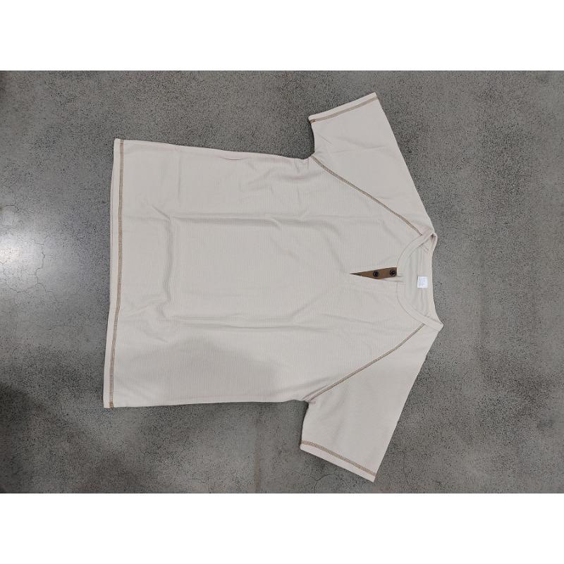 Mens Waffle Henley Collar Raglan Short Sleeve Color Block Casual T Shirt