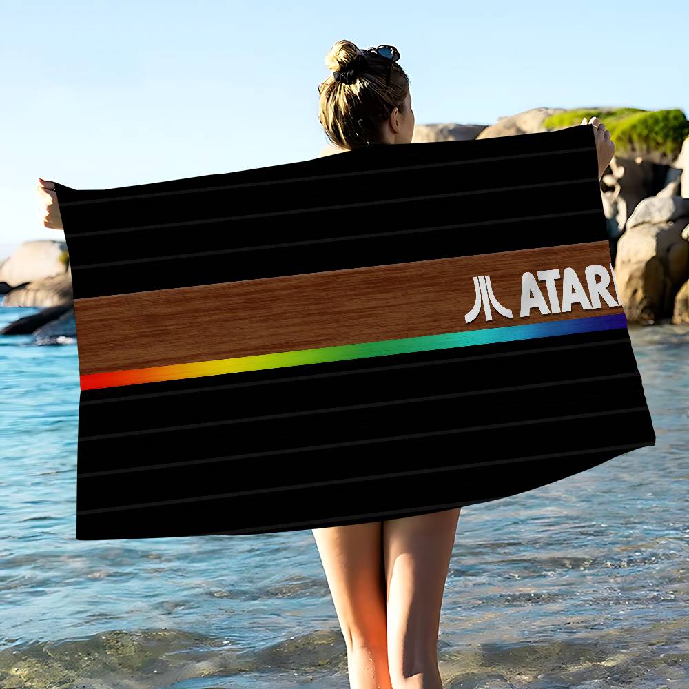 A-Atari Logo Microfiber Blanket Quick Drying Beach Towels Oversized Printing Super Absorbent Pool Towel Blanket