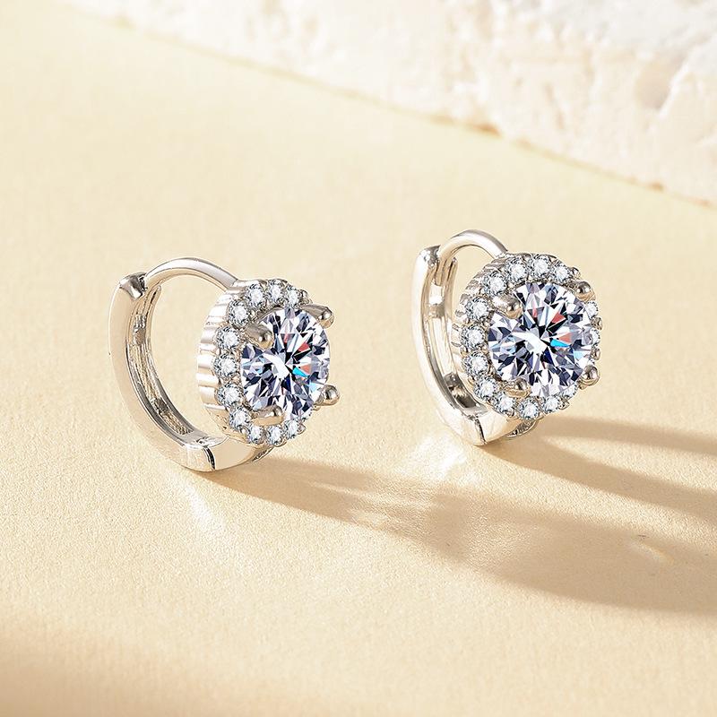 Trendy Faux Moissanite One Carat Hoop Earrings for Women