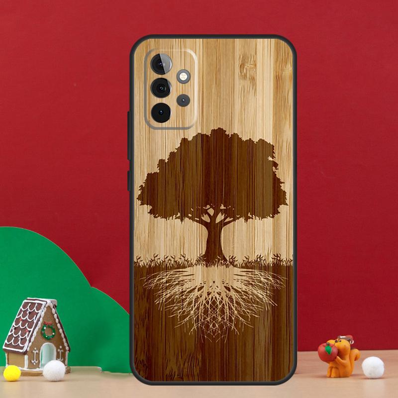 Tree Flower Bamboo Wood Case For Samsung Galaxy A36 A56 A06 A13 A53 A32 A12 A22 A52 A35 A17 A16 A55 A15 A54 A34 A14