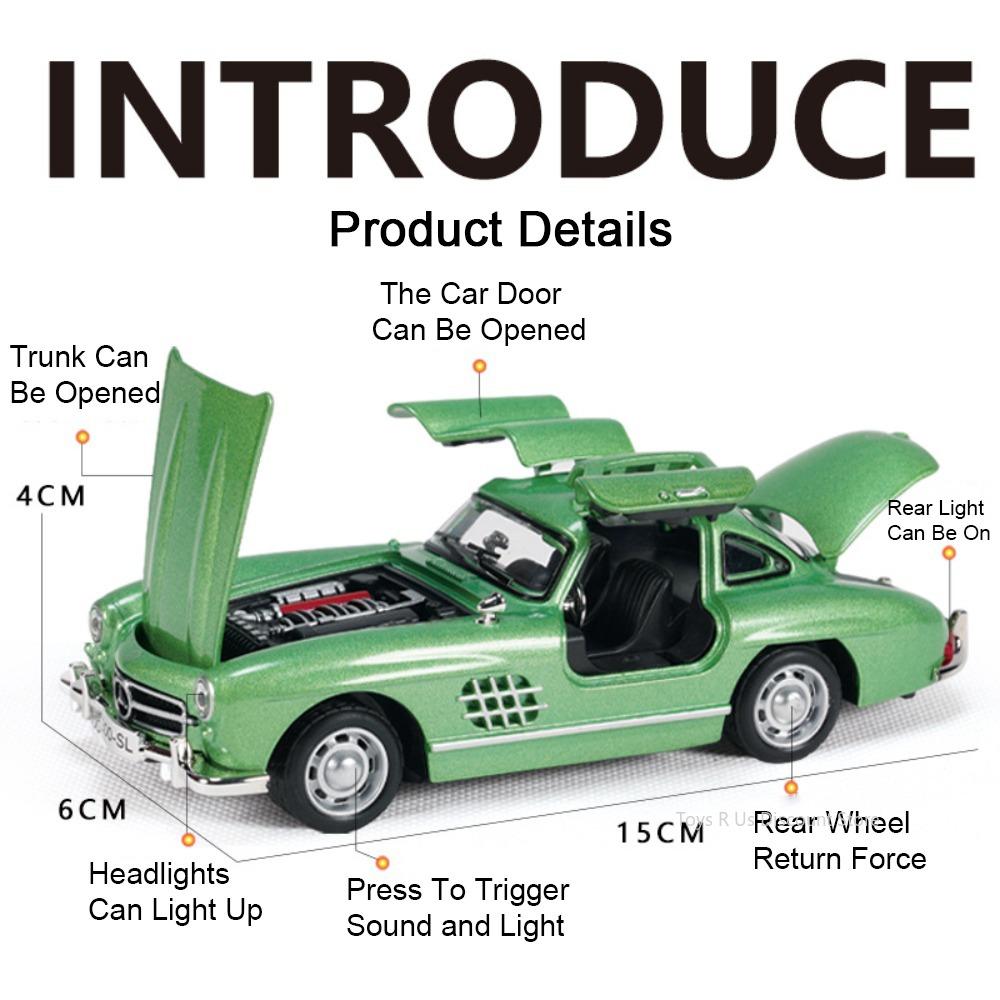 1:32 Rolls Royce Phantom 300SL Toy Cars Model Alloy Diecast Light Sound Miniature Vintage Car Rubber Tire Vehicle Model Ornament