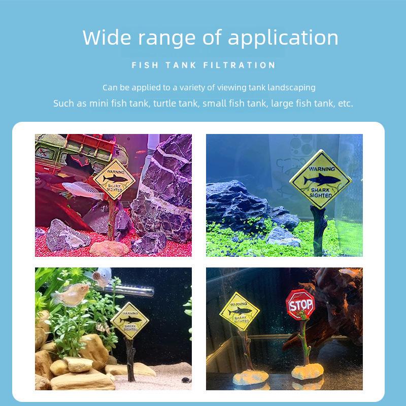 Creative Resin Shark Skull Aquarium Decoration: Fish Tank Warning Sign Ornament for Landscaping.