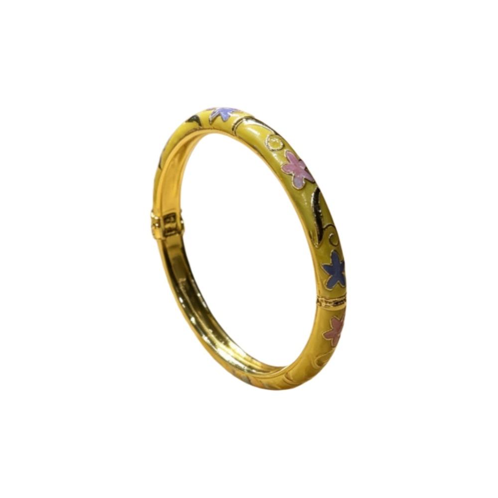 Emaille Blumen Vintage Cloisonné Armreif Bunt Damen Armband Chinesischer Blumenarmreif Mädchen