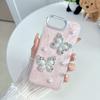 The new model is suitable for iPhone16ProMax mobile phone case, pearlescent rhinestone butterfly 15promax, Apple 14pro12.