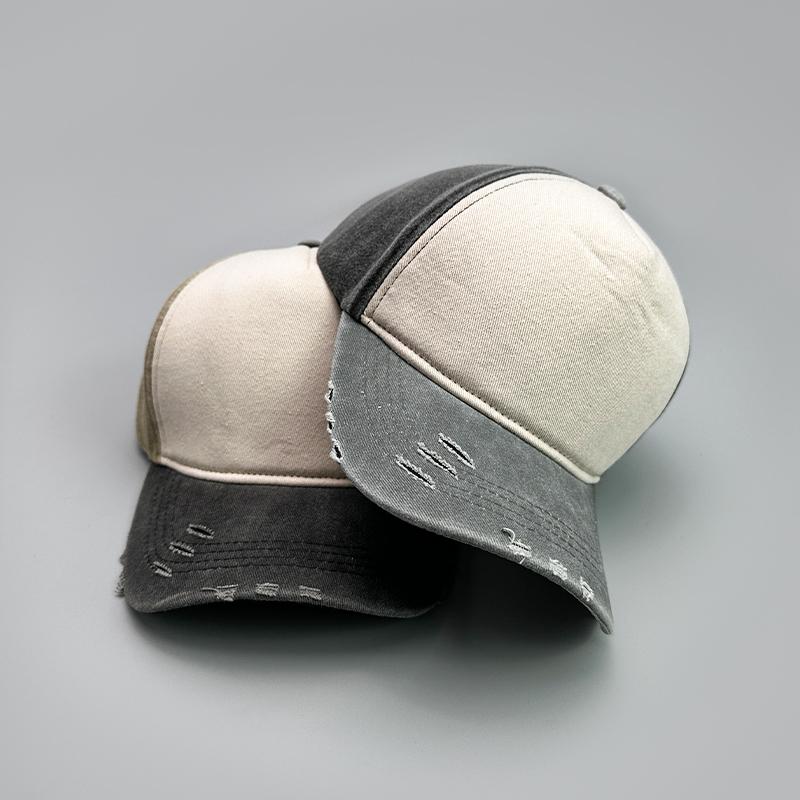 Retro Solid Baseball Hats New Unisex Breathable Broken Style Sunshade Color Block Peaked Caps Versatile Fashion Casual Outdoor