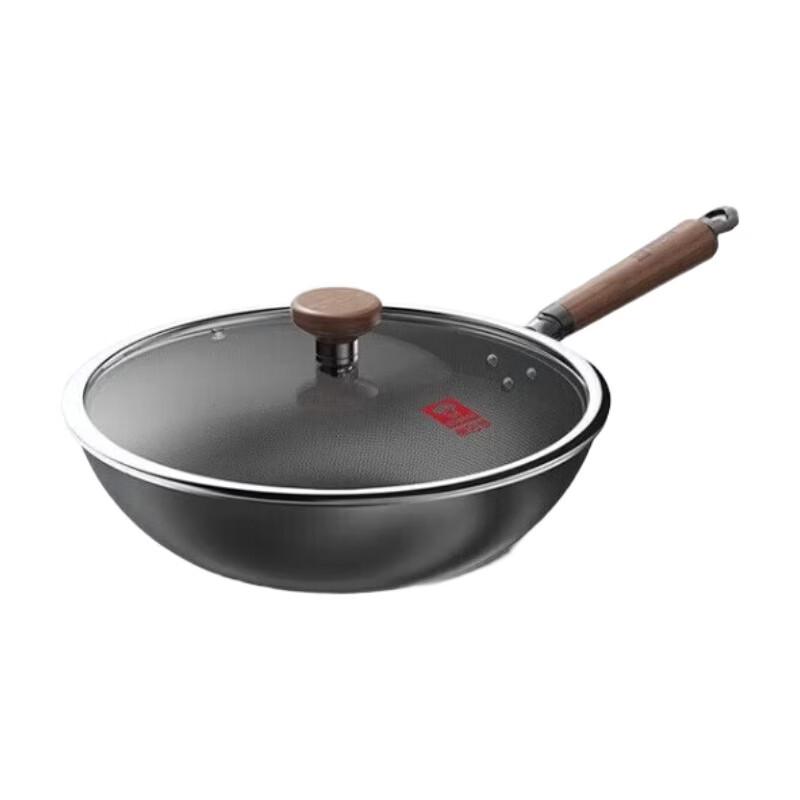 KOBACH 32cm Non-stick Cast Iron Wok with Antibacterial Coating