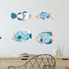 4 Pcs Wooden Fish Wall Decor Rustic Beach Nautical Wood Art Coastal Themed Wall Hanging Sign for Home Lake House Bathroom Decor