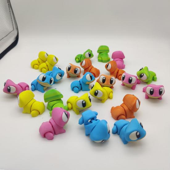 3D Printed Gecko Frog Figurine Movable Joints Big Eyes Frog Figure Articulated Animal Model Fidget Toy Desktop Decoration Ornament
