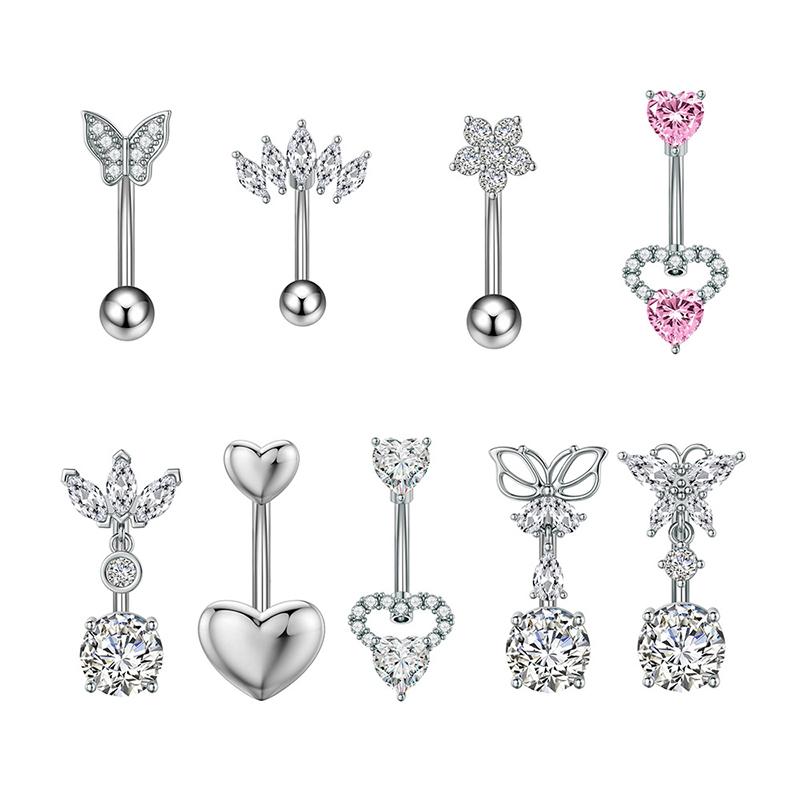 Prívesok Motýľové Srdce Piercing do Pupka Ženy Dievčatá Nerezová Oceľ Zirkón Piercing do Pupka Šperky Darčeky