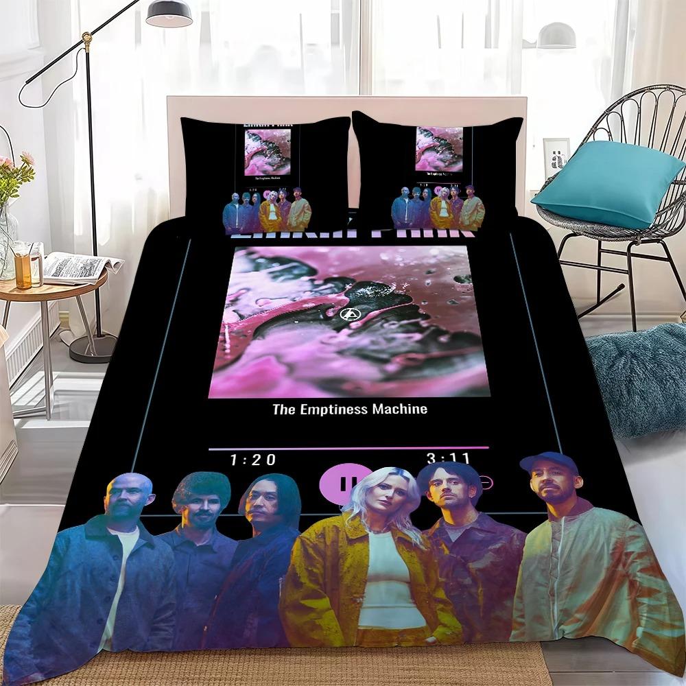 Rock Band L-LinkinS P-ParkES Impression Ensemble de Literie Exquis Housse de Couette Taie d'Oreiller Taille Simple Jumeau Cadeau Étudiant Adulte 2/3 pièces 135x200cm (3pcs)