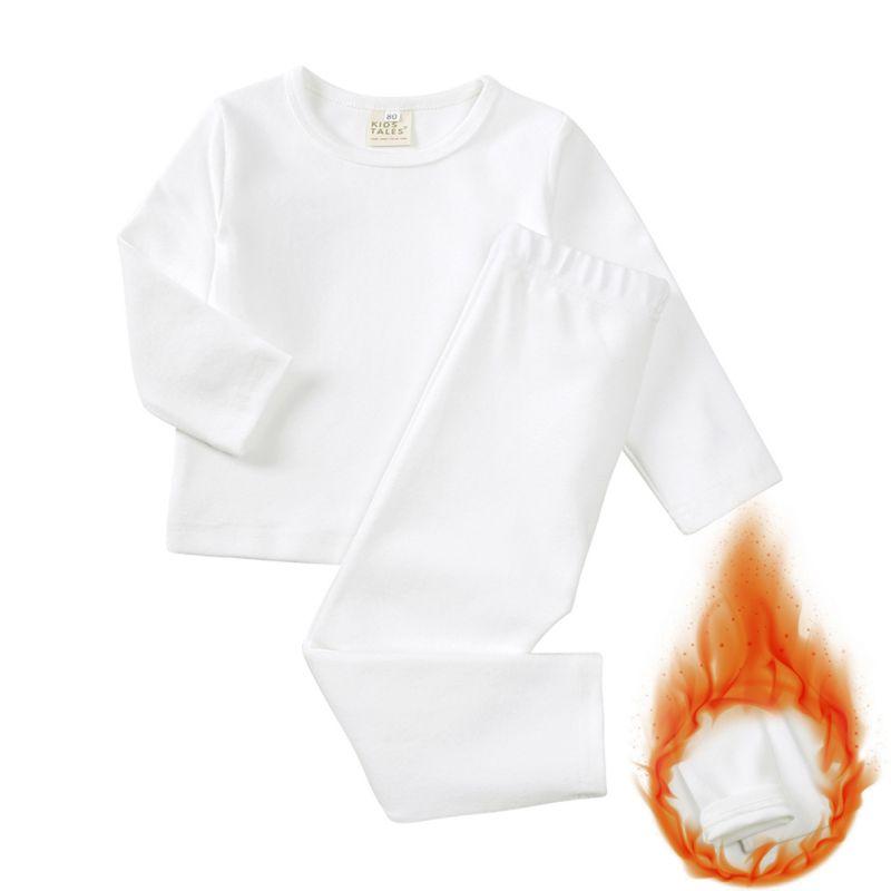 Ensemble de Sous-Vêtements Chauds Longs de Couleur Unie pour Enfants de 1 à 9 Ans Haut à Manches Longues et Pantalon Ensemble de Pyjama