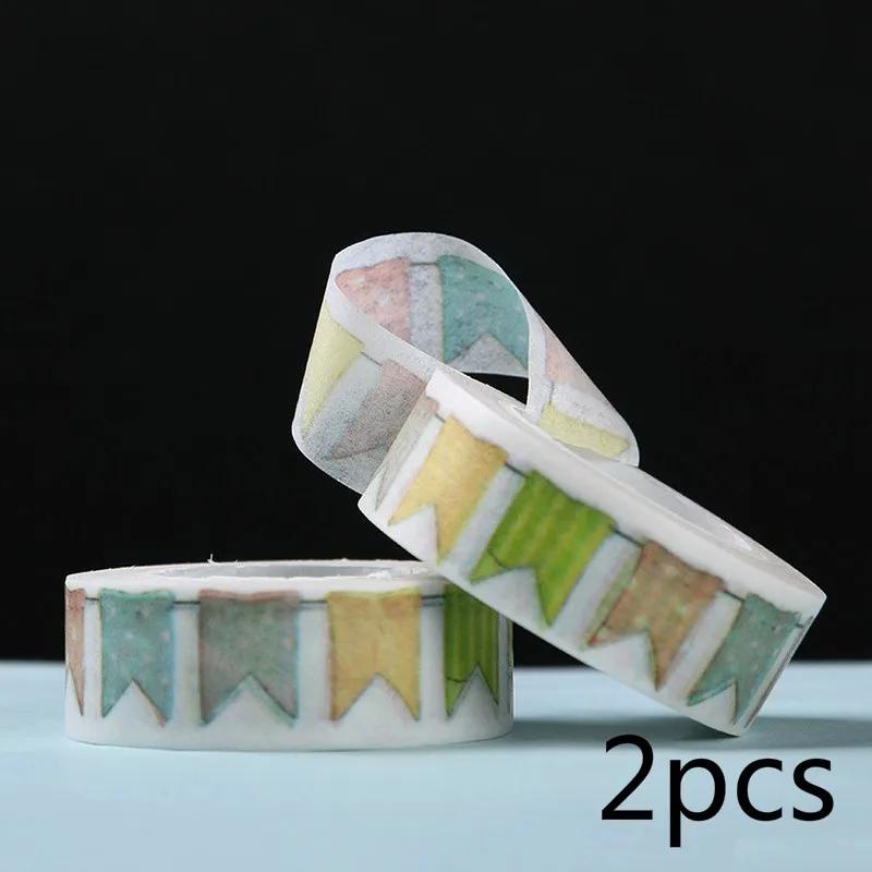 New Colour Flag Tape DIY Decoration Scrapbooking Planner Masking Adhesive Tape Kawaii Stationery