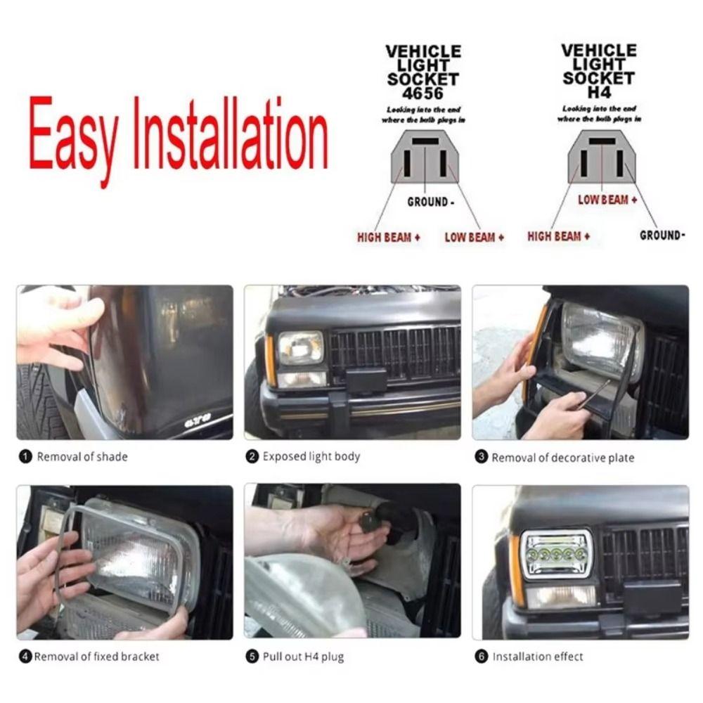 Amber DRL Led Headlights Square Design Headlight Assembly Automotive Headlamp  Automotive Lighting