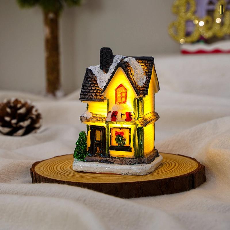 Christmas Ornament Mini Small House Luminous Used For Holiday Home Decor Christmas Tree Party Acesssories Desktop Ornament Gift