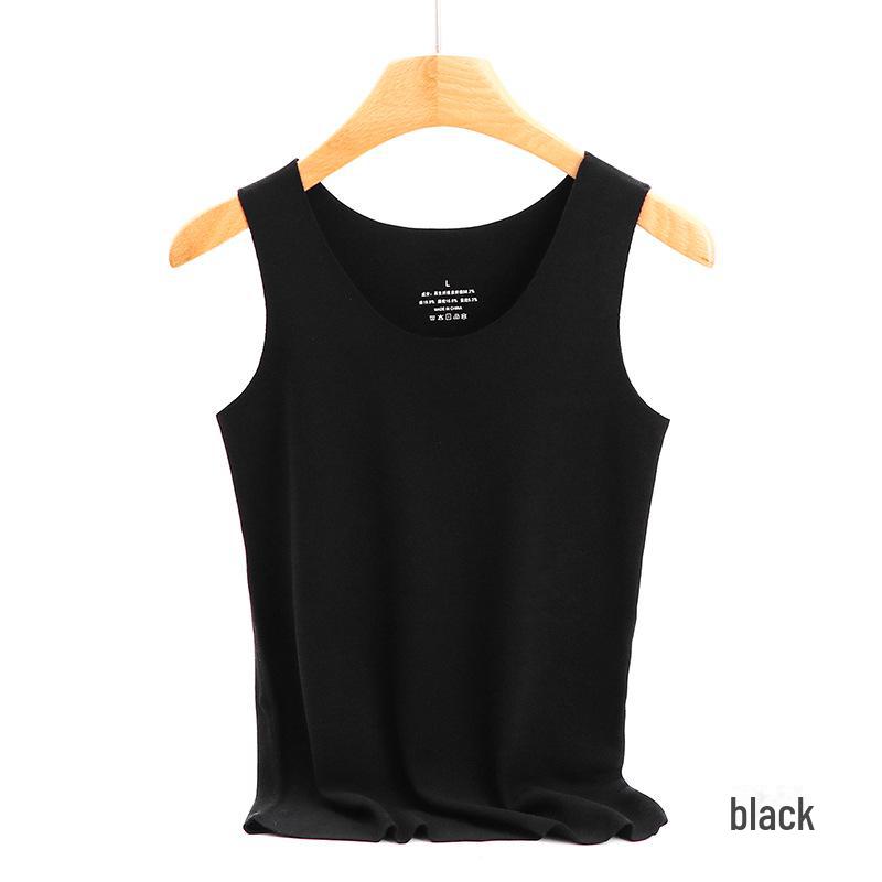 

Женский бесшовный бархатный согревающий жилет с гиалуроновой кислотой и антибактериальными свойствами для осени и зимы L size чёрный