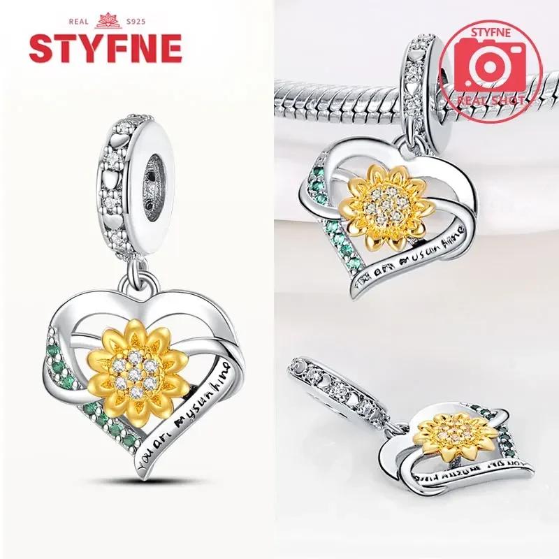 Copperoriginal Starry Sky Sunflower Green Wheat Field Oil Painting Charms Beads For Women Diy Fine Jewelry Gift