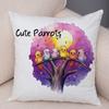 Double Print Cute Cartoon Funny Parrot Pillow Case Decor Animal  Pillowcase Soft Short Plush Cushion Cover for Home Sofa Car